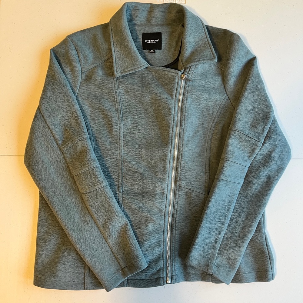 Liverpool Los Angeles Womens Dusty Teal Moto Blazer Jacket XL